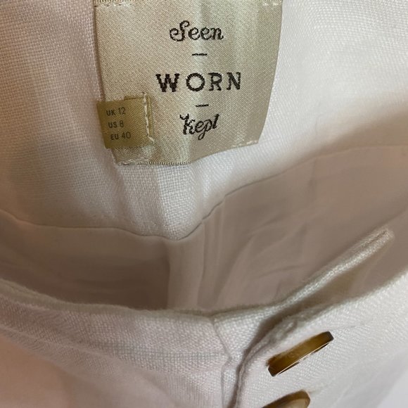 Wide Leg White Linen Pant SZ 8 - Picture 7 of 11